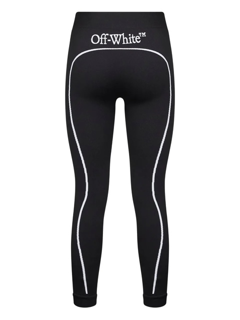 Off-White stripe-detail ribbed leggings - Black - zdjęcie produktu nr 2