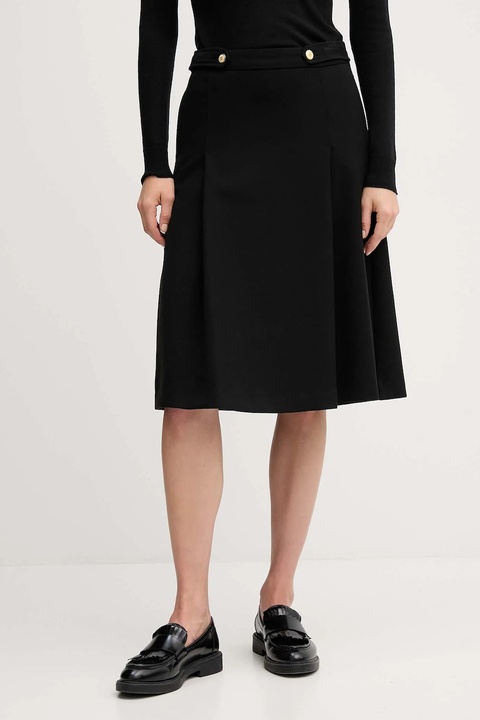 Tommy Hilfiger spódnica kolor czarny midi rozkloszowana WW0WW48263 - zdjęcie produktu nr 1