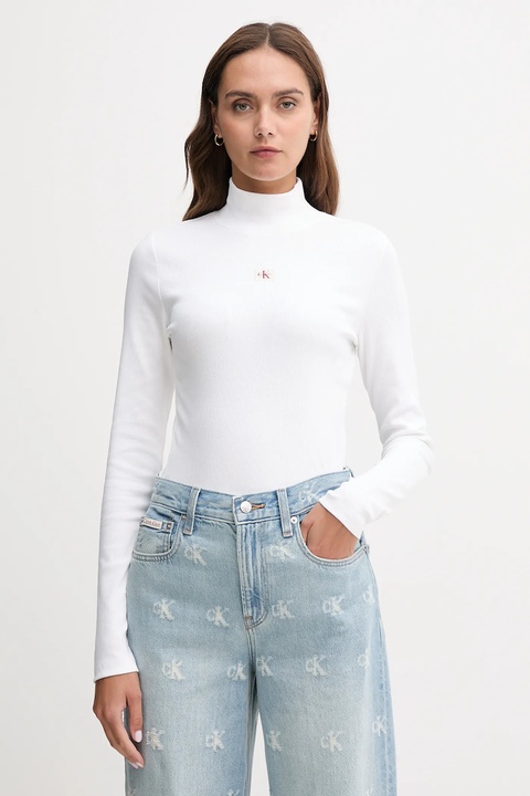 Calvin Klein Jeans longsleeve kolor biały z półgolfem LV047D203G - zdjęcie produktu nr 1