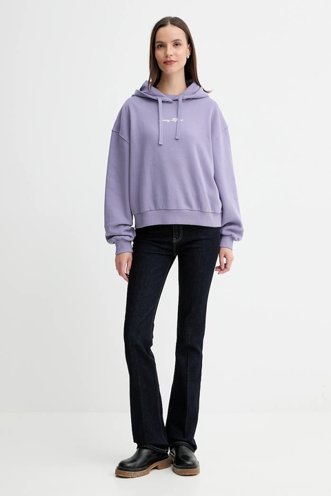 Tommy Hilfiger bluza damska kolor fioletowy z kapturem z nadrukiem WW0WW47459 - zdjęcie produktu nr 2