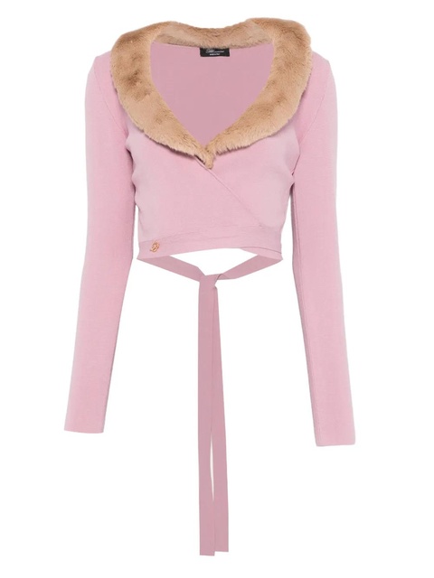 Blumarine faux-fur-collar cardigan - Pink - zdjęcie produktu nr 1