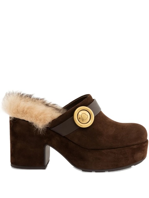 Moncler 90mm Amalia faux fur-trim mules - Brown - zdjęcie produktu nr 1