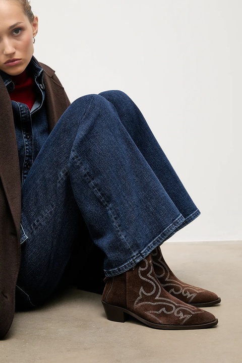 Answear.LAB kowbojki zamszowe kolor brązowy na słupku - zdjęcie produktu nr 1