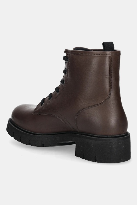 Tommy Jeans botki skórzane TJW LACE UP LEATHER BOOT damskie kolor brązowy na płaskim obcasie EN0EN02824 - zdjęcie produktu nr 2