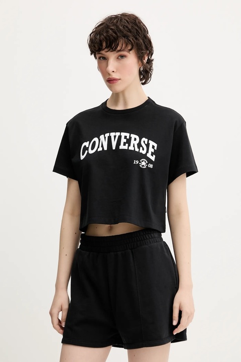Converse t-shirt bawełniany damski kolor czarny 10026367-A02 - zdjęcie produktu nr 1