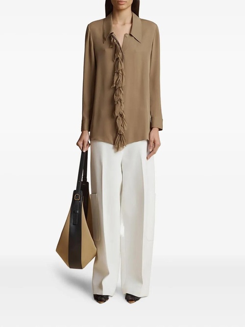 KHAITE ruffle-detail blouse - Brown - zdjęcie produktu nr 2