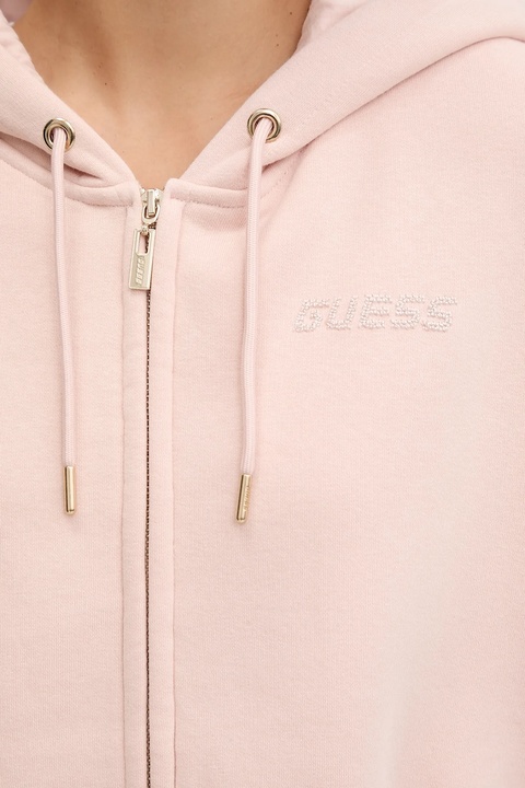 Guess bluza AELIA damska kolor różowy z kapturem gładka V5BQ11 KB681 - zdjęcie produktu nr 2