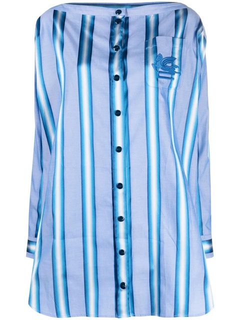 ETRO vertical-stripe long-sleeve shirt dress - Blue - zdjęcie produktu nr 1