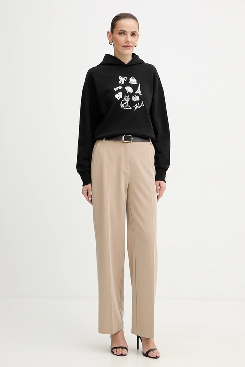 Karl Lagerfeld bluza bawełniana damska kolor czarny z kapturem wzorzysta B1W20019 - zdjęcie produktu nr 1