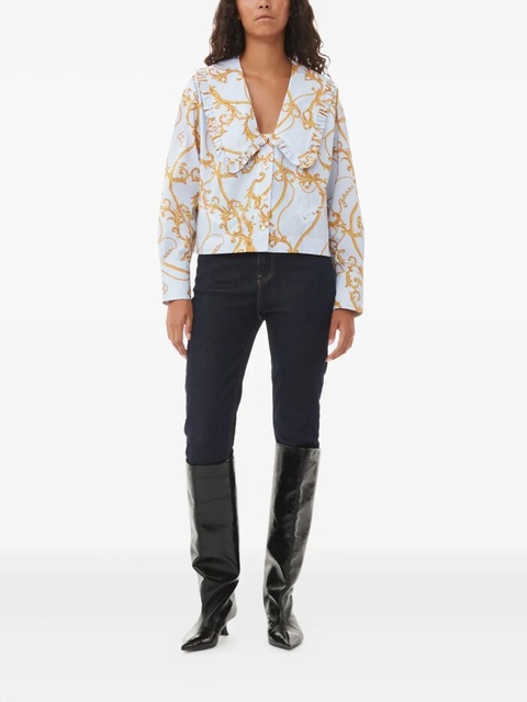 GANNI wide-collar ruffled blouse - White - zdjęcie produktu nr 2