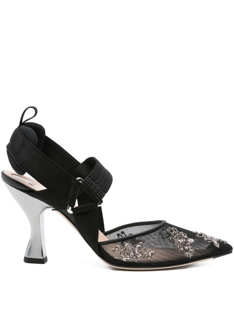 FENDI Colibrì embellished slingback pumps - Black - zdjęcie produktu nr 1