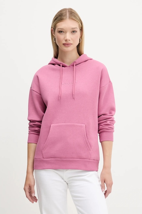Desigual bluza BASIC damska kolor różowy z kapturem gładka 25WWSK13 - zdjęcie produktu nr 1