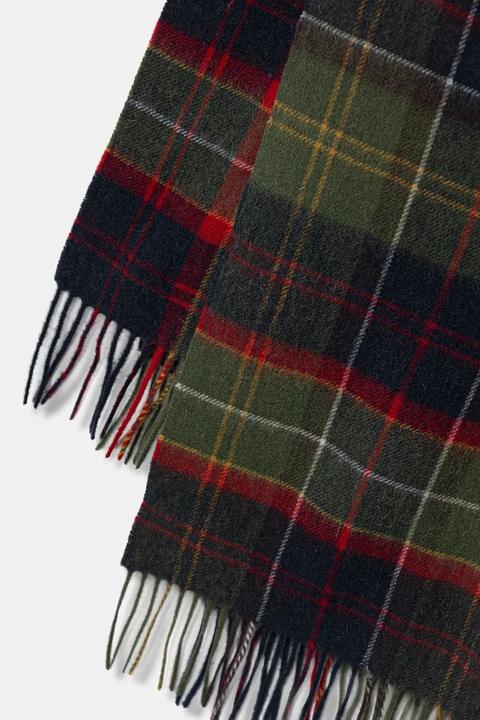 Barbour szalik wełniany kolor zielony wzorzysty USC0387 - zdjęcie produktu nr 2