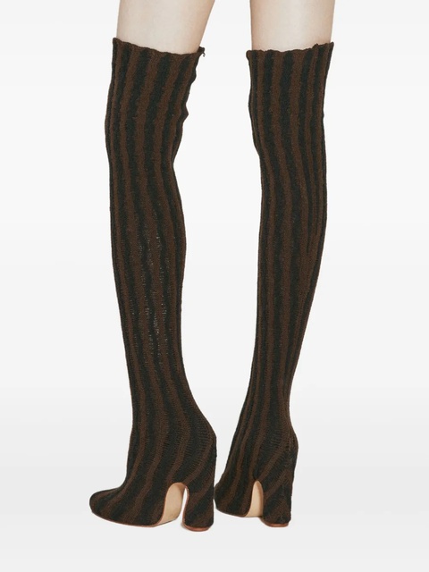 Isa Boulder 127mm Cactus striped over-the-knee boots - Brown - zdjęcie produktu nr 2
