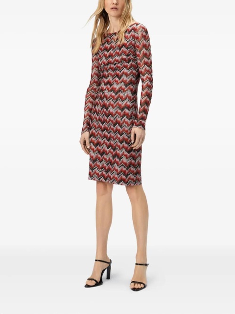 Missoni chevron-pattern long-sleeve midi dress - Red - zdjęcie produktu nr 2