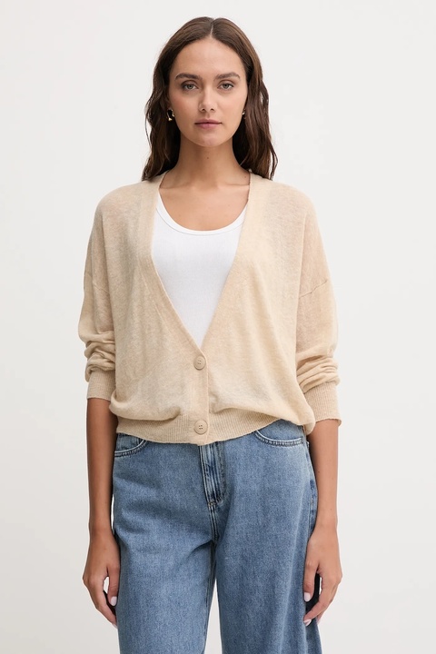 United Colors of Benetton kardigan z wełną damski kolor beżowy lekki 109PD6056 - zdjęcie produktu nr 1