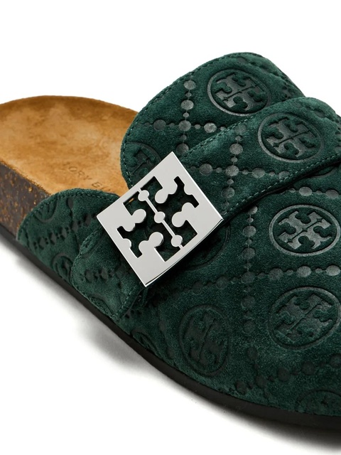 Tory Burch logo-buckle flat mules - Green - zdjęcie produktu nr 2