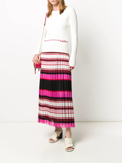 Valentino Garavani striped pleated silk skirt - Pink - zdjęcie produktu nr 2