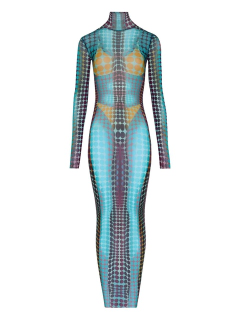Jean Paul Gaultier long-sleeve dots maxi dress - Blue - zdjęcie produktu nr 1