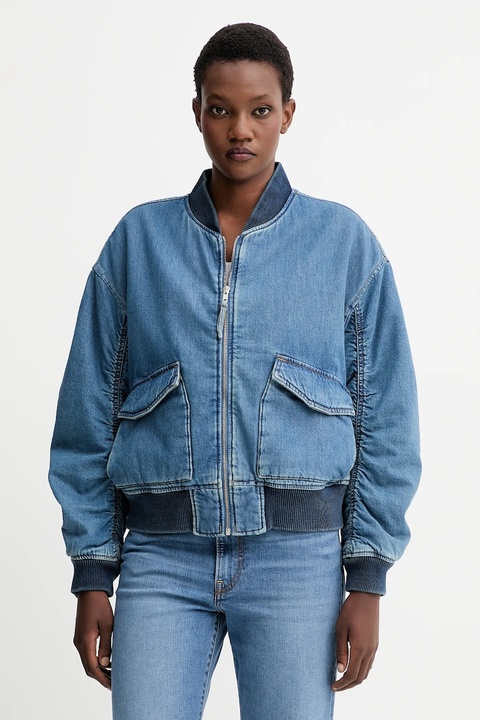 Levi's kurtka bomber jeansowa kolor niebieski zimowa oversize A7262.0009 - zdjęcie produktu nr 1