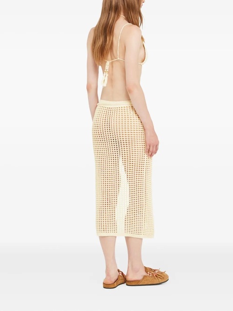 Alanui Where The Waves Begins floral-appliqué tied midi skirt - Neutrals - zdjęcie produktu nr 2