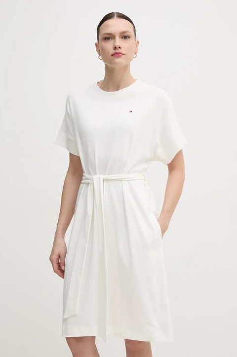 Tommy Hilfiger sukienka bawełniana kolor biały mini rozkloszowana WW0WW45520 - zdjęcie produktu nr 2