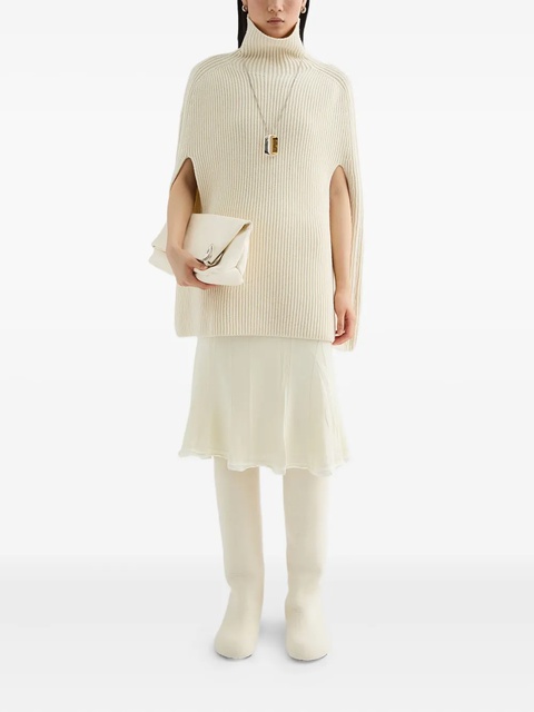 Jil Sander high-neck ribbed cape - Neutrals - zdjęcie produktu nr 2
