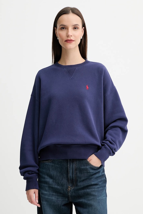 Polo Ralph Lauren bluza bawełniana damska kolor granatowy gładka 211972697 - zdjęcie produktu nr 1