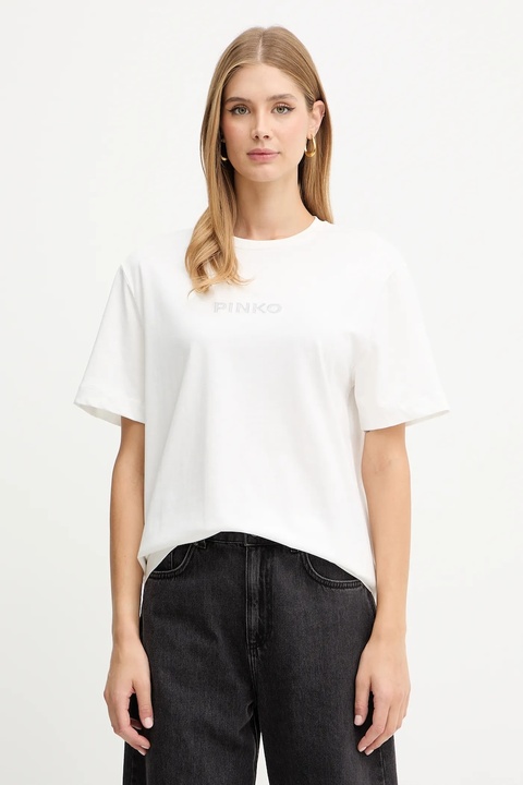 Pinko t-shirt bawełniany damski kolor biały 105526 A2S1 - zdjęcie produktu nr 1