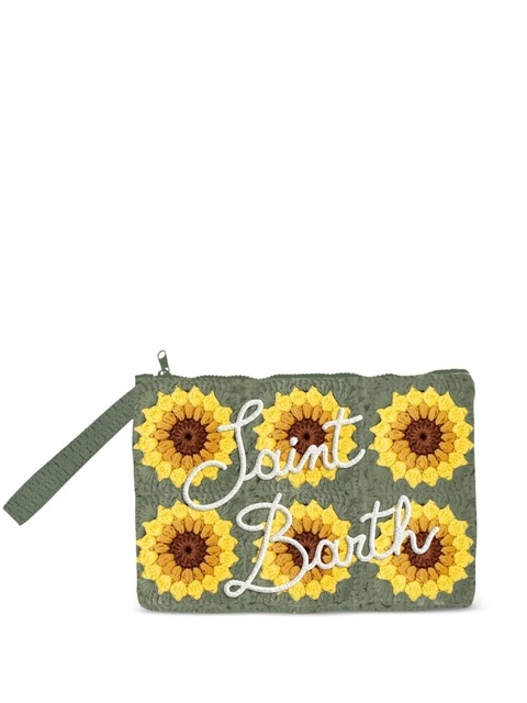 MC2 Saint Barth Parisienne Crochet sunflower-embroidered pouch - Green - zdjęcie produktu nr 1