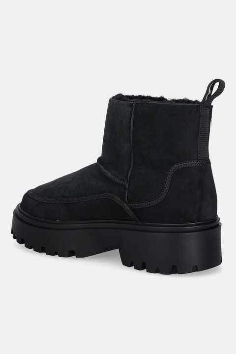 Tommy Hilfiger botki zamszowe REAL SHEARLING PULLON damskie kolor czarny na płaskim obcasie ocieplone FW0FW08997 - zdjęcie produktu nr 2