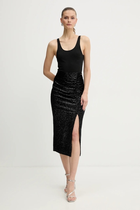 Armani Exchange spódnica welurowa kolor czarny midi ołówkowa XW000791 AF16143 - zdjęcie produktu nr 2