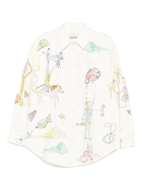 ALEMAIS illustration-print cotton shirt - Neutrals - zdjęcie produktu nr 1