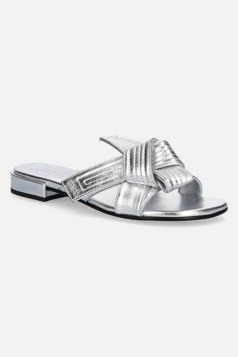 Kenzo klapki skórzane Mule damskie kolor srebrny FE62MU125L77.AG - zdjęcie produktu nr 2