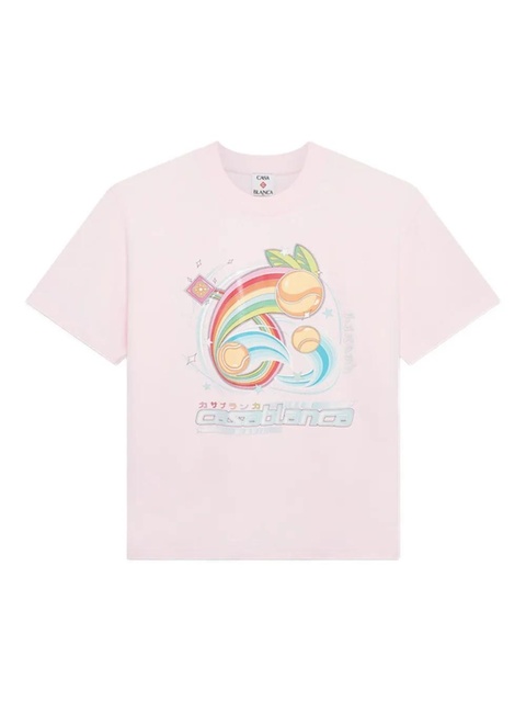 Casablanca rainbow tennis-ball print T-shirt - Pink - zdjęcie produktu nr 1