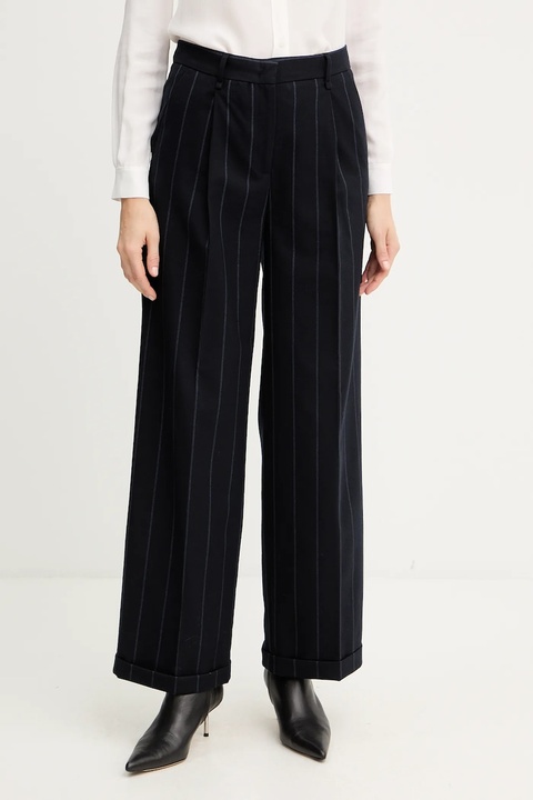 MAX&Co. spodnie damskie kolor granatowy proste high waist 2526136053200 - zdjęcie produktu nr 1