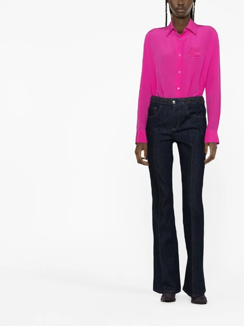 ETRO Pegaso-appliqué silk shirt - Pink - zdjęcie produktu nr 2