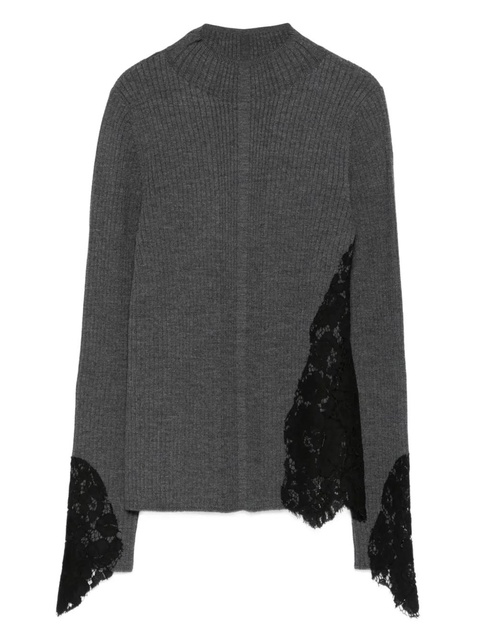 PINKO Samoa lace-insert ribbed sweater - Grey - zdjęcie produktu nr 1