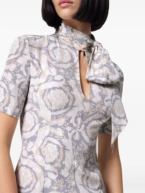 Versace Barocco Lavallière silk midi dress - Grey - zdjęcie produktu nr 2