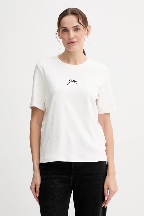 G-Star t-shirt bawełniany damski kolor beżowy D26907.D976 - zdjęcie produktu nr 1
