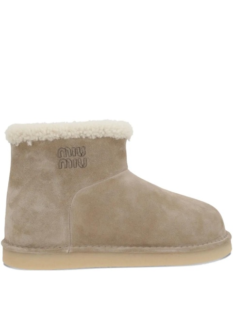 Miu Miu suede shearling boots - Neutrals - zdjęcie produktu nr 1
