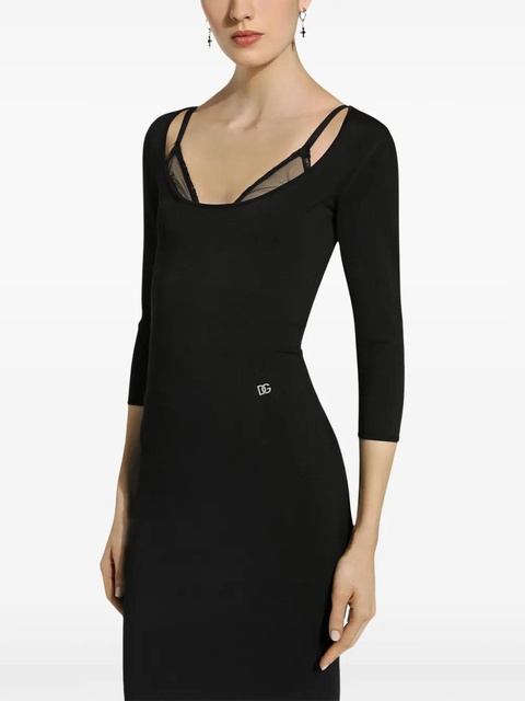 Dolce & Gabbana logo-plaque midi dress - Black - zdjęcie produktu nr 2