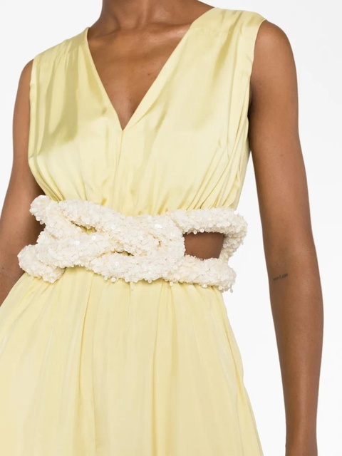 Jil Sander cut-out belted satin jumpsuit - Yellow - zdjęcie produktu nr 2