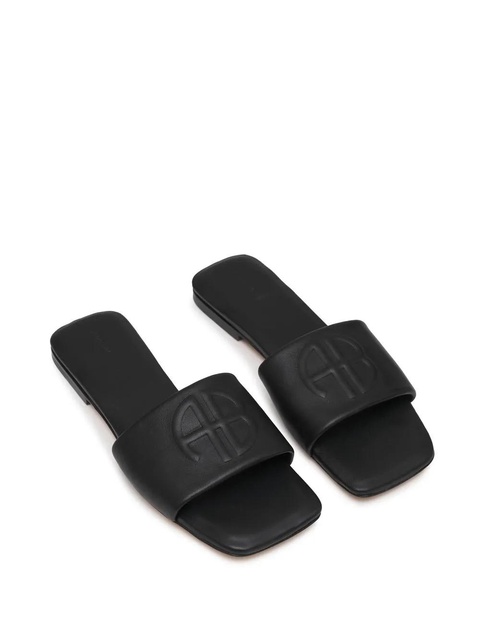 ANINE BING Ria embossed-monogram slides - Black - zdjęcie produktu nr 2