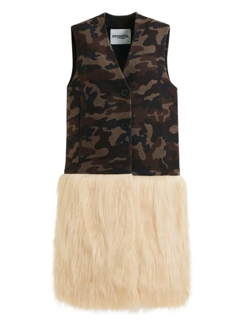 Essentiel Antwerp camouflage-print faux-fur jacket - Green - zdjęcie produktu nr 1
