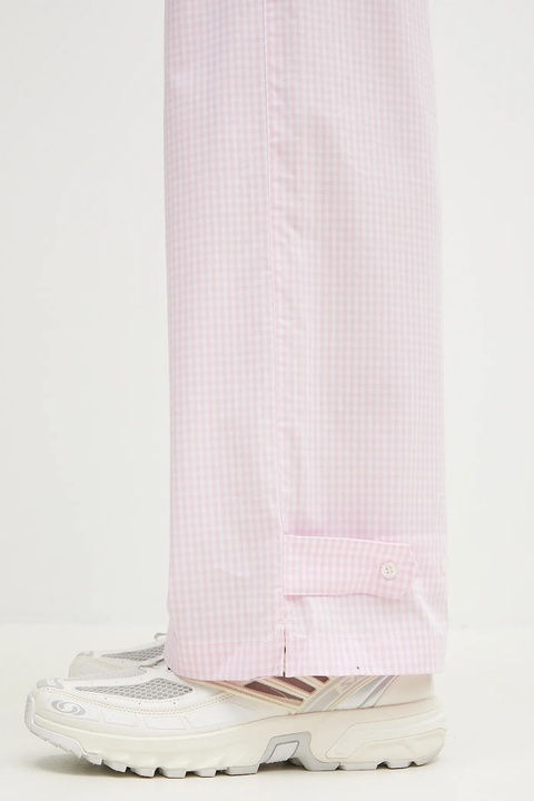 Fiorucci spodnie bawełniane Gingham Logo kolor różowy szerokie high waist U02SPBPA299CO01PN02 - zdjęcie produktu nr 1