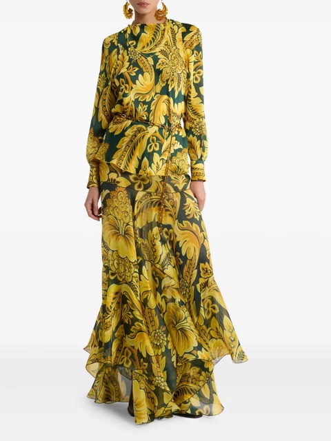 ETRO floral-print ruffled maxi skirt - Green - zdjęcie produktu nr 1