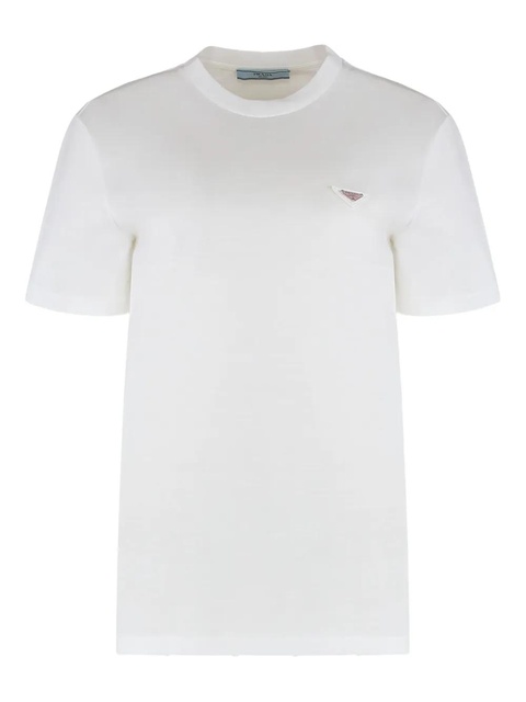 Prada logo-plaque crew-neck T-shirt - White - zdjęcie produktu nr 1