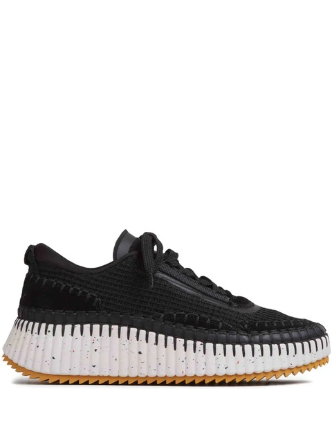 Chloé textured lace-up sneakers - Black - zdjęcie produktu nr 1