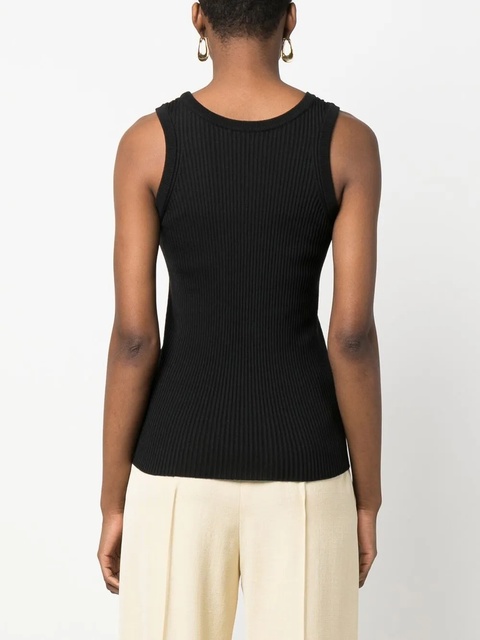 Jil Sander logo-embroidered ribbed top - Black - zdjęcie produktu nr 2